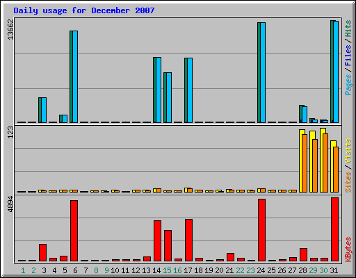 Daily usage for December 2007