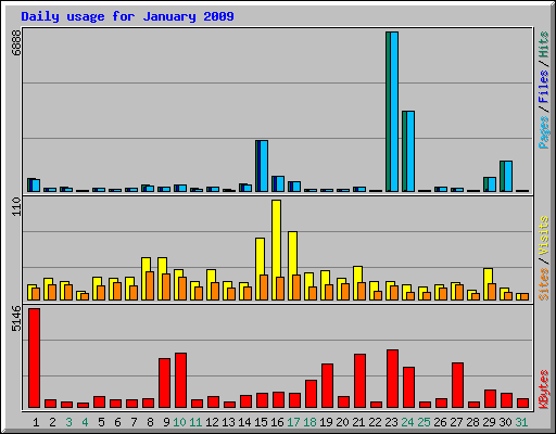 Daily usage for January 2009