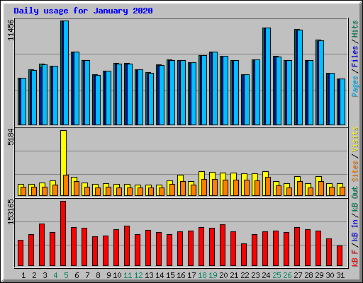 Daily usage for January 2020