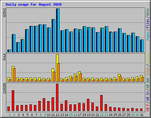 Daily usage for August 2020