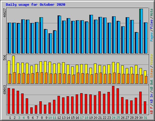 Daily usage for October 2020