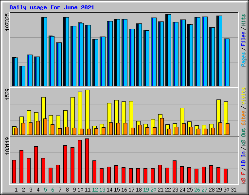 Daily usage for June 2021