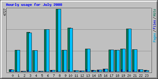 Hourly usage for July 2008