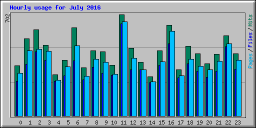 Hourly usage for July 2016