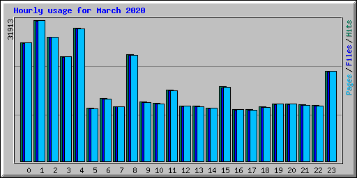 Hourly usage for March 2020